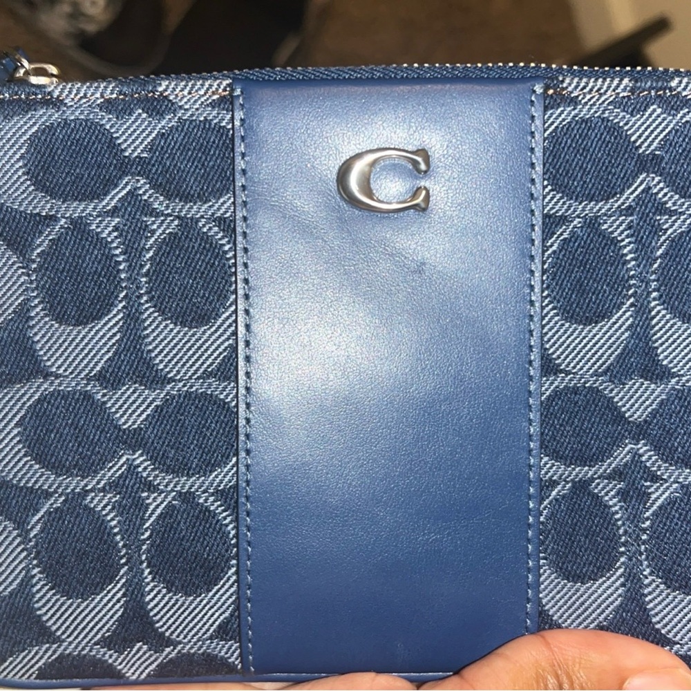 Coach Navy Monogram Pouch